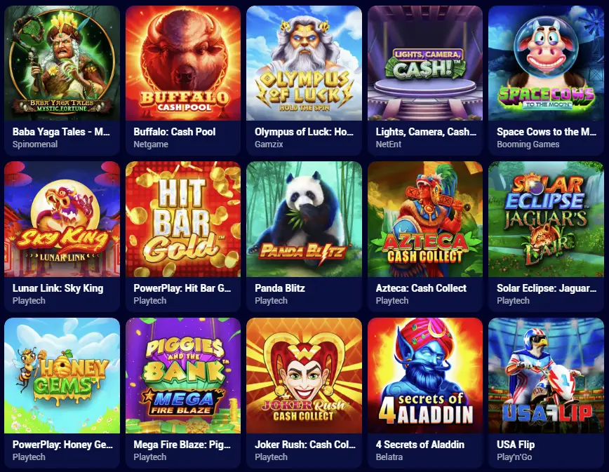 Catálogo gratuito de tragamonedas de Spinay Casino